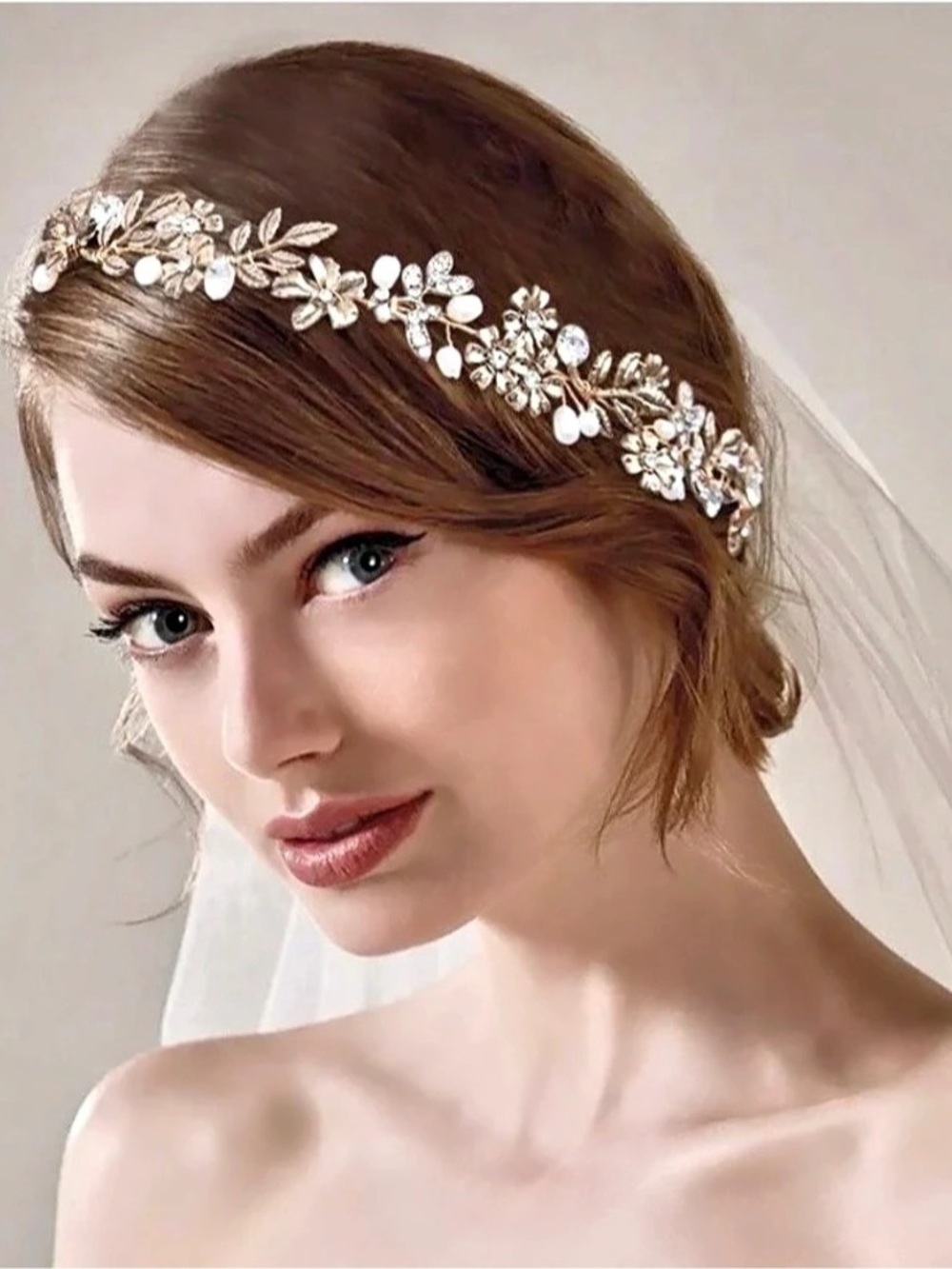 Vintage Pearl And Rhinestone Bridal Headband Gold &